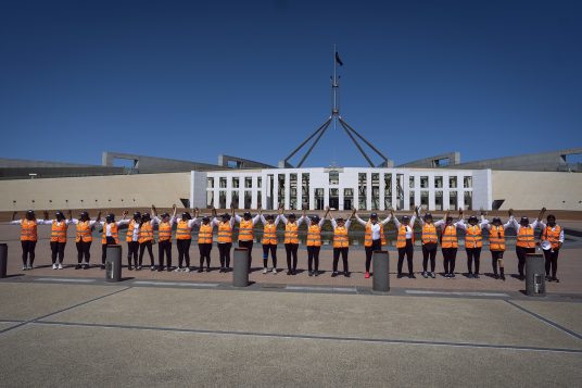 Refugee women walk 640km to Parliament House calling for end to visa uncertainty
