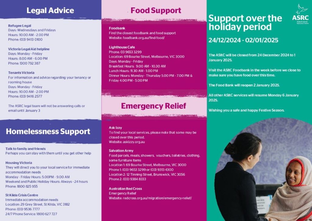 Support over the holiday period brochure